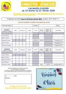 thumbnail of Bulletin Inscription PASSERELLE Vacances Hiver 2025