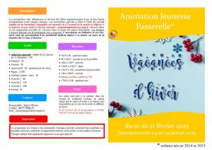 thumbnail of Programme PASSERELLE Vacances Hiver 2025